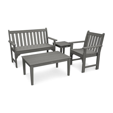 POLYWOOD Vineyard 4-Piece Bench Seating Set - Slate Grey